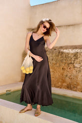 Chocolade-mokka maxi-jurk